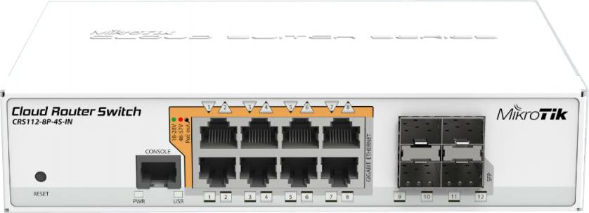 CRS112-8P-4S Cloud Router Switch CRS112-8P-4S-IN with POE-out and with RouterOS L5